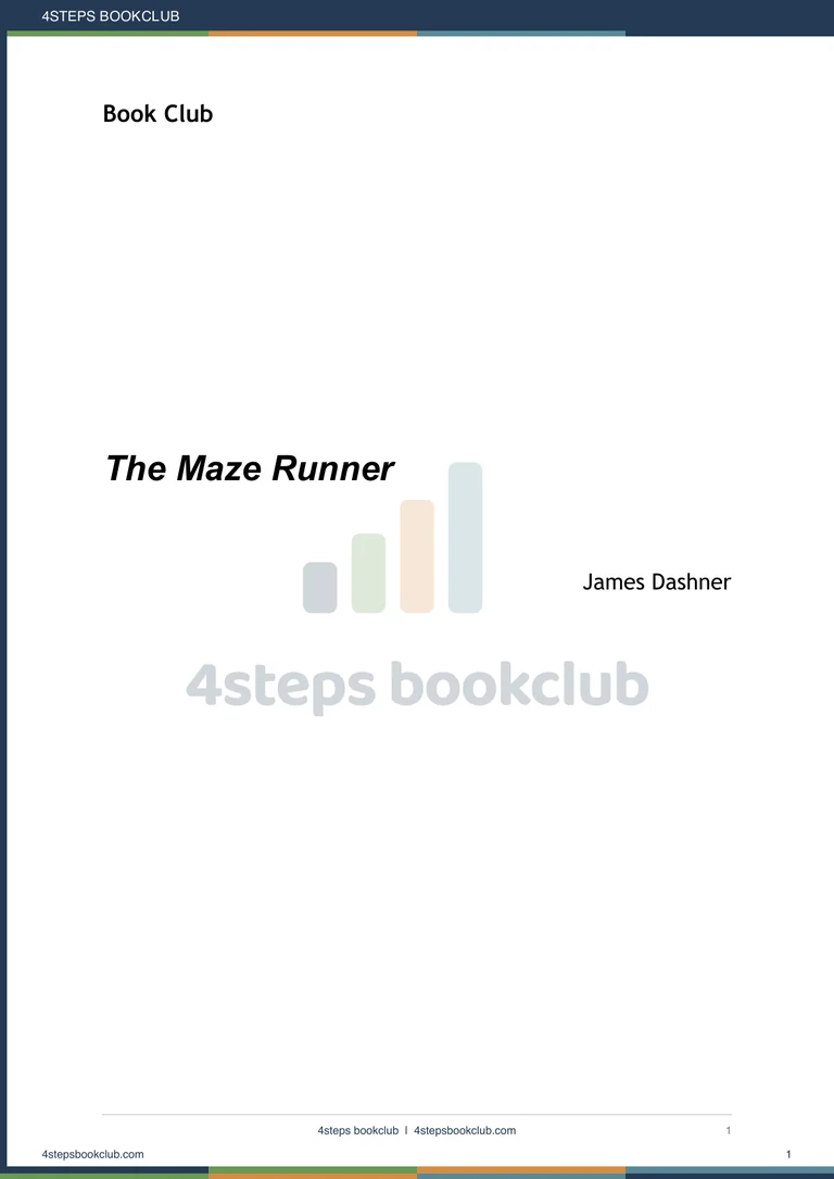 The Maze Runner와 James Dashner가 표시된 4STEPS Book Club 워크북 표지