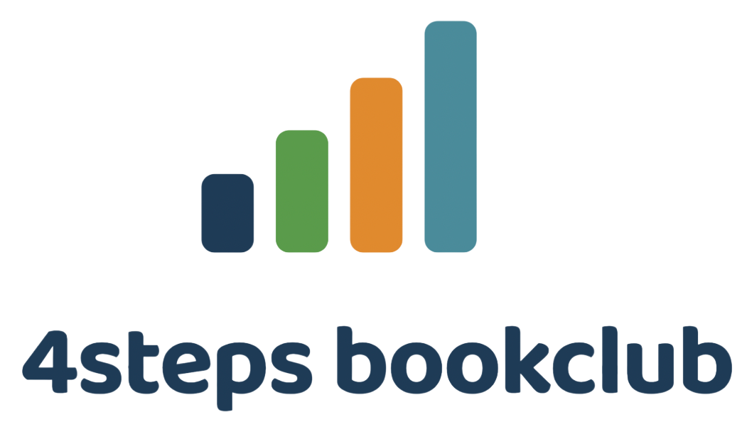 네 개의 성장 막대와 4steps bookclub 글자가 있는 로고